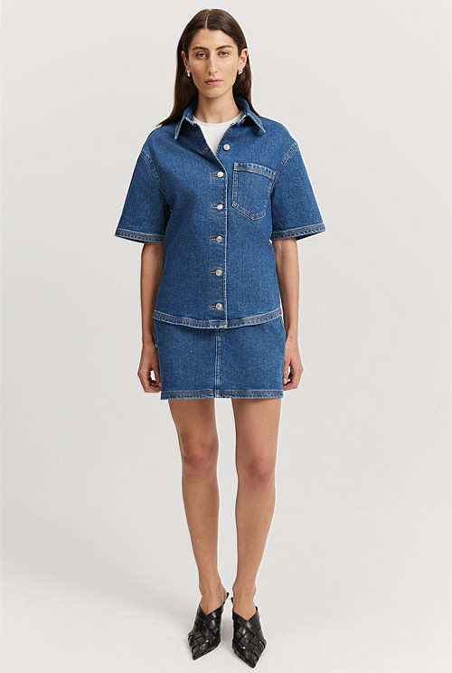Denim Short Sleeve Shirt | Country Road