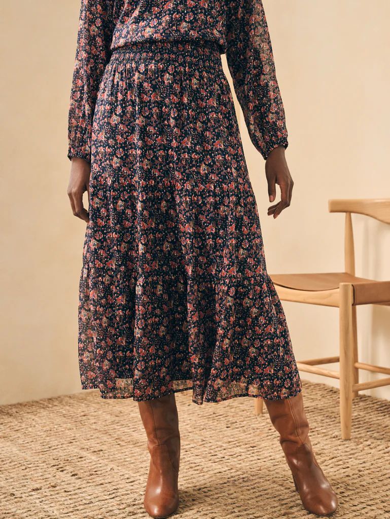 Silk Cotton Sage Wood Skirt | Faherty