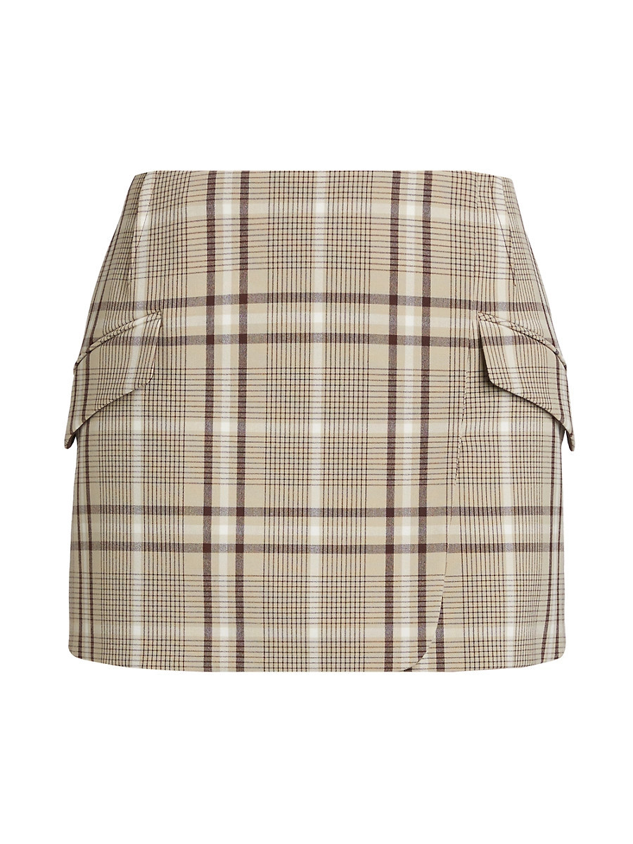 Women's Payton Plaid Wrap Miniskirt - Sand Plaid - Size 0 | Saks Fifth Avenue