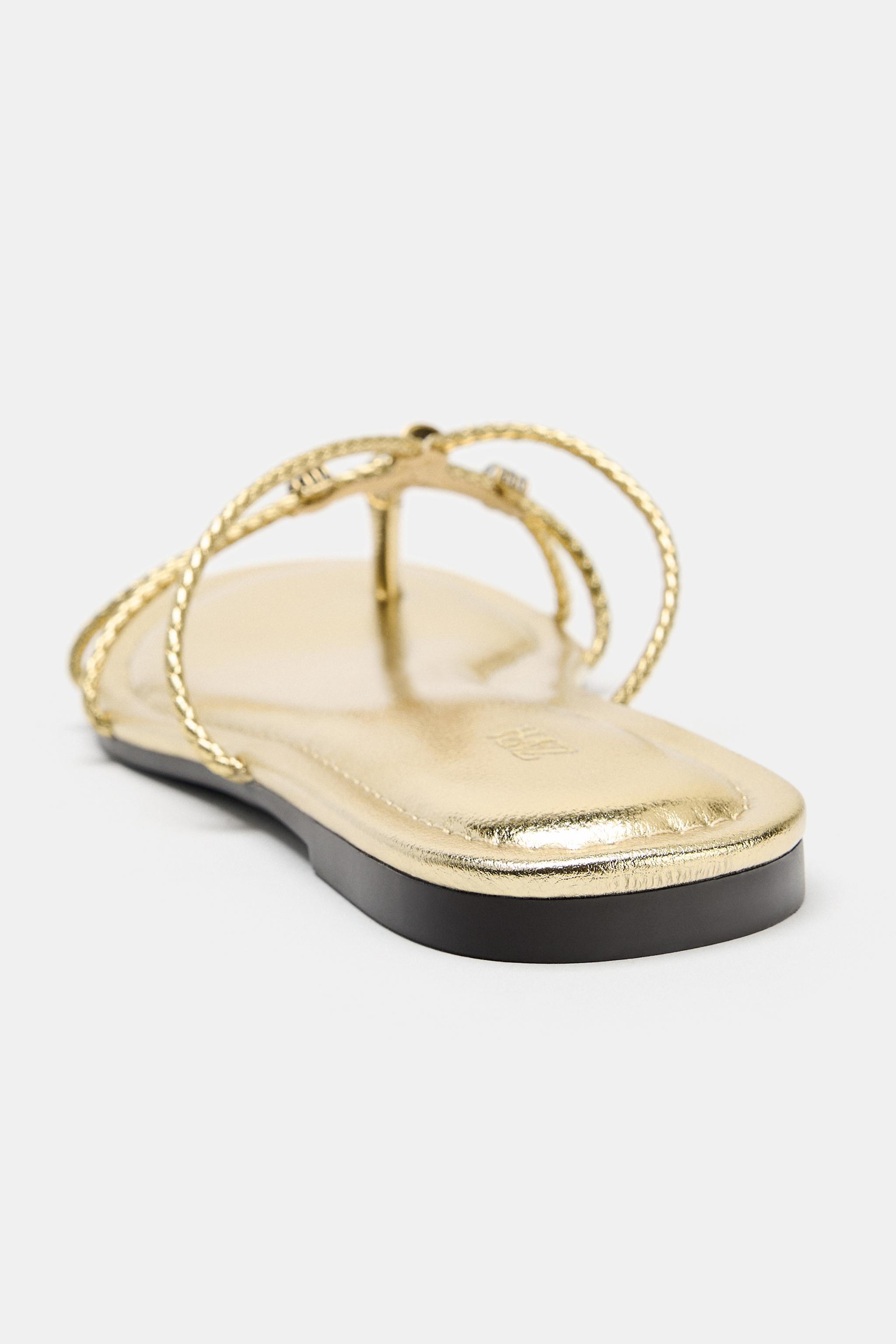 METALLIC EFFECT BRAIDED SANDALS | Zara US