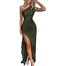 Memoriesea Women's Sexy One Shoulder High Split Cocktail Wedding Party Maxi Dress | Amazon (US)