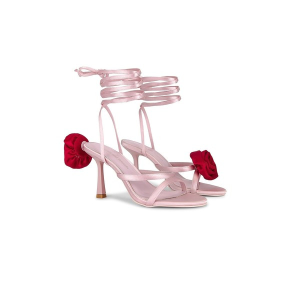 New Lovers and Friends Flores Heel Pink & Red lace up strappy satin valentines | Poshmark