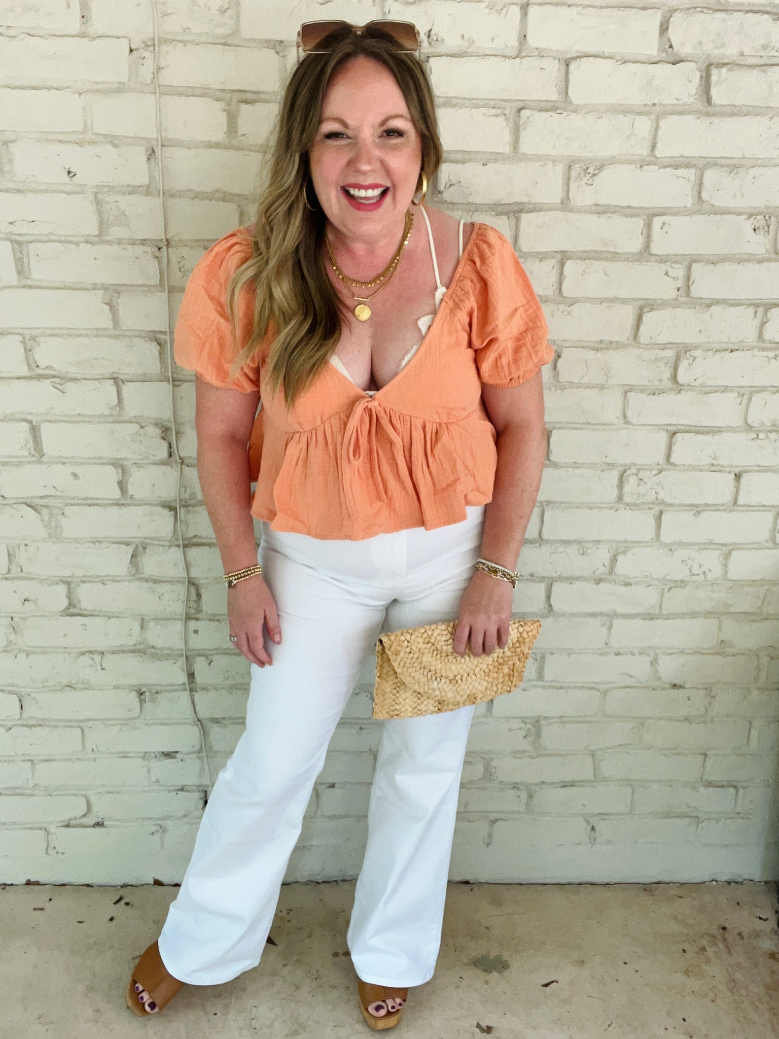 Large top; 10 regular jeans

#LTKunder50 #LTKsalealert #LTKSeasonal