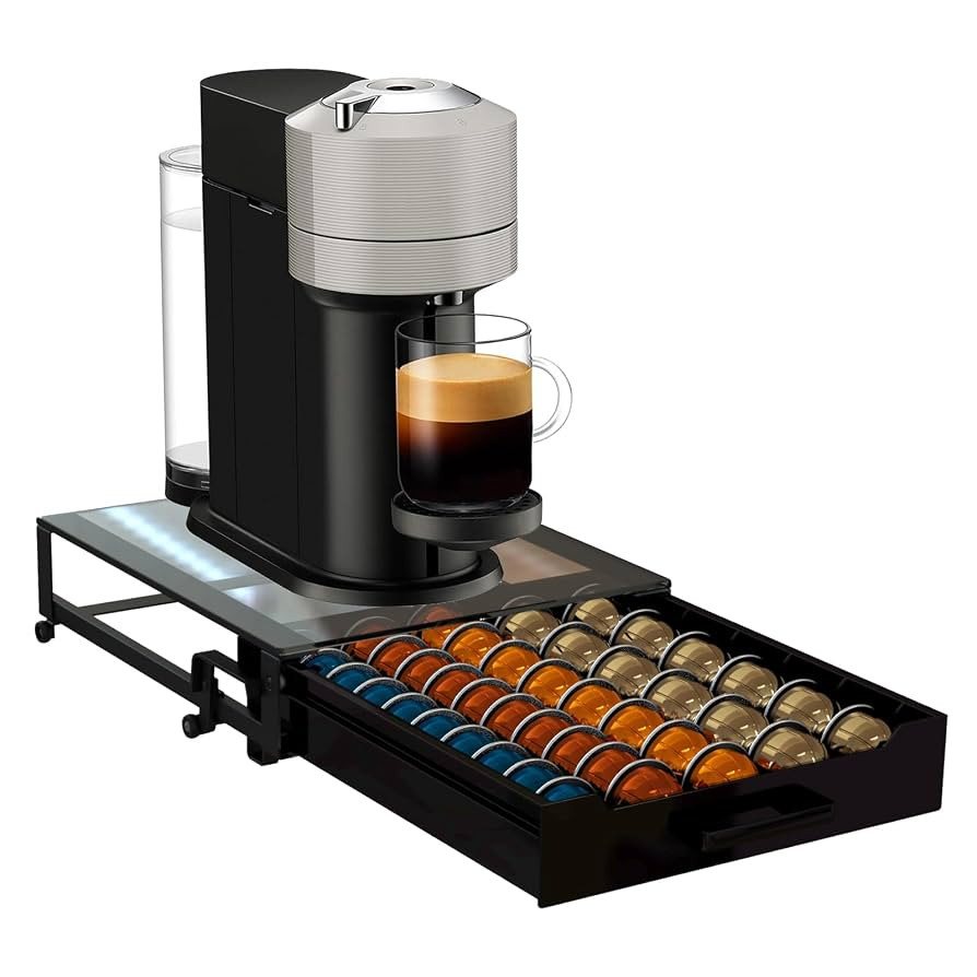 Coffee Pod Rolling Drawer Organizer with Crystal Clear Tempered Glass Topboard, Compatible for 75... | Amazon (US)