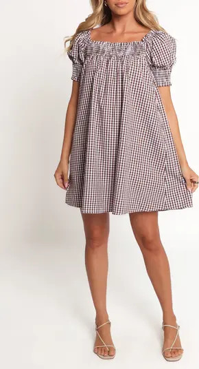 Kennedy Puff Sleeve Smocked Gingham Minidress | Nordstrom