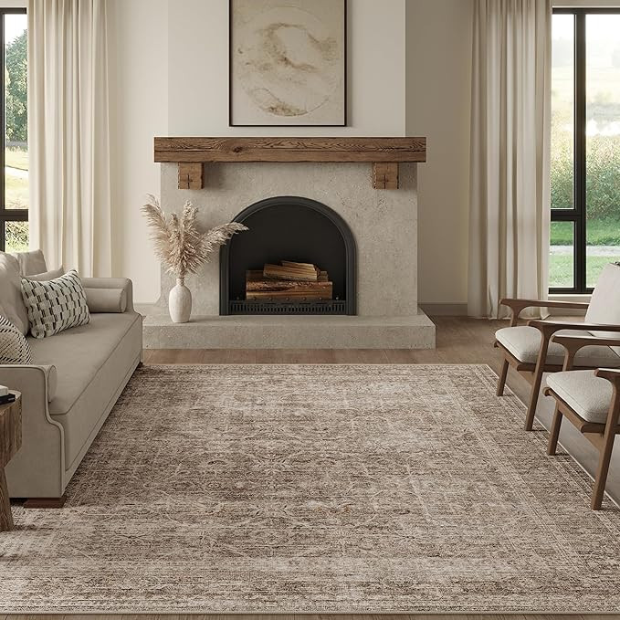 Fmfunctex 8x10 Washable Area Rug Taupe Vintage Neutral Distressed Large Non Slip Carpet for Livin... | Amazon (CA)