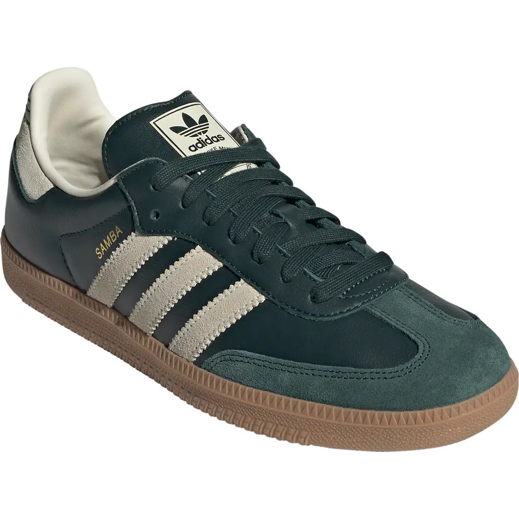 adidas Samba OG Sneaker in Shadow Green/cream White/gold at Nordstrom, Size 10 | Nordstrom