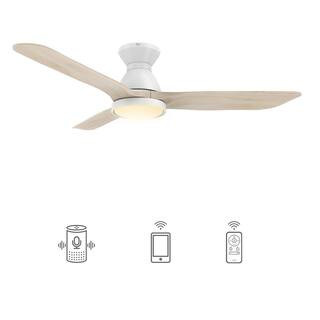 CARRO Antrim 52 in. Dimmable LED Indoor/Outdoor White Smart Ceiling Fan with Light and Remote, Wo... | The Home Depot