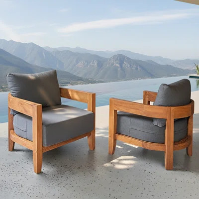 Keaton Teak Outdoor Patio Chair (Set Of 2) | Wayfair North America