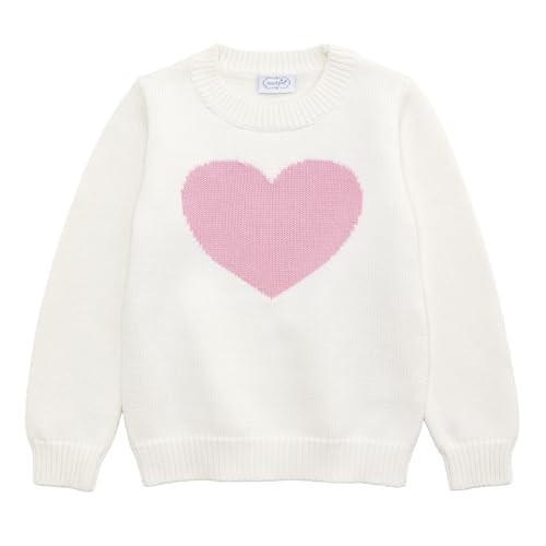 Mud Pie Girls Kids Valentine's Day Heart Intarsia Sweater White | Amazon (US)