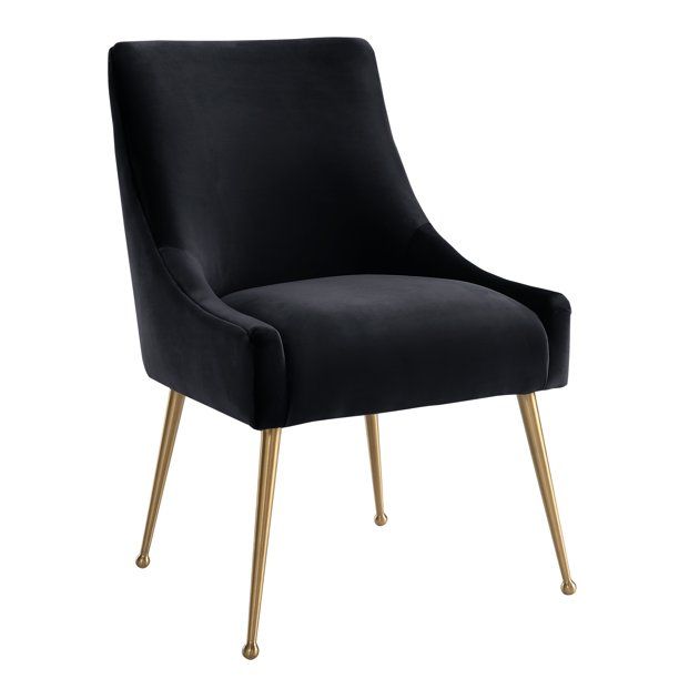 TOV Furniture Beatrix Black Velvet Side Chair with Gold Legs - Walmart.com | Walmart (US)