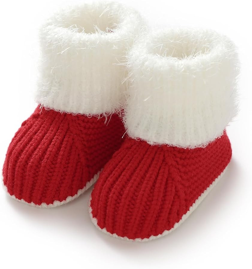 DovFanny Baby Booties Newborn Baby First Shoes Cozy Warm Knit Booties Slippers for Infant Boy Gir... | Amazon (US)