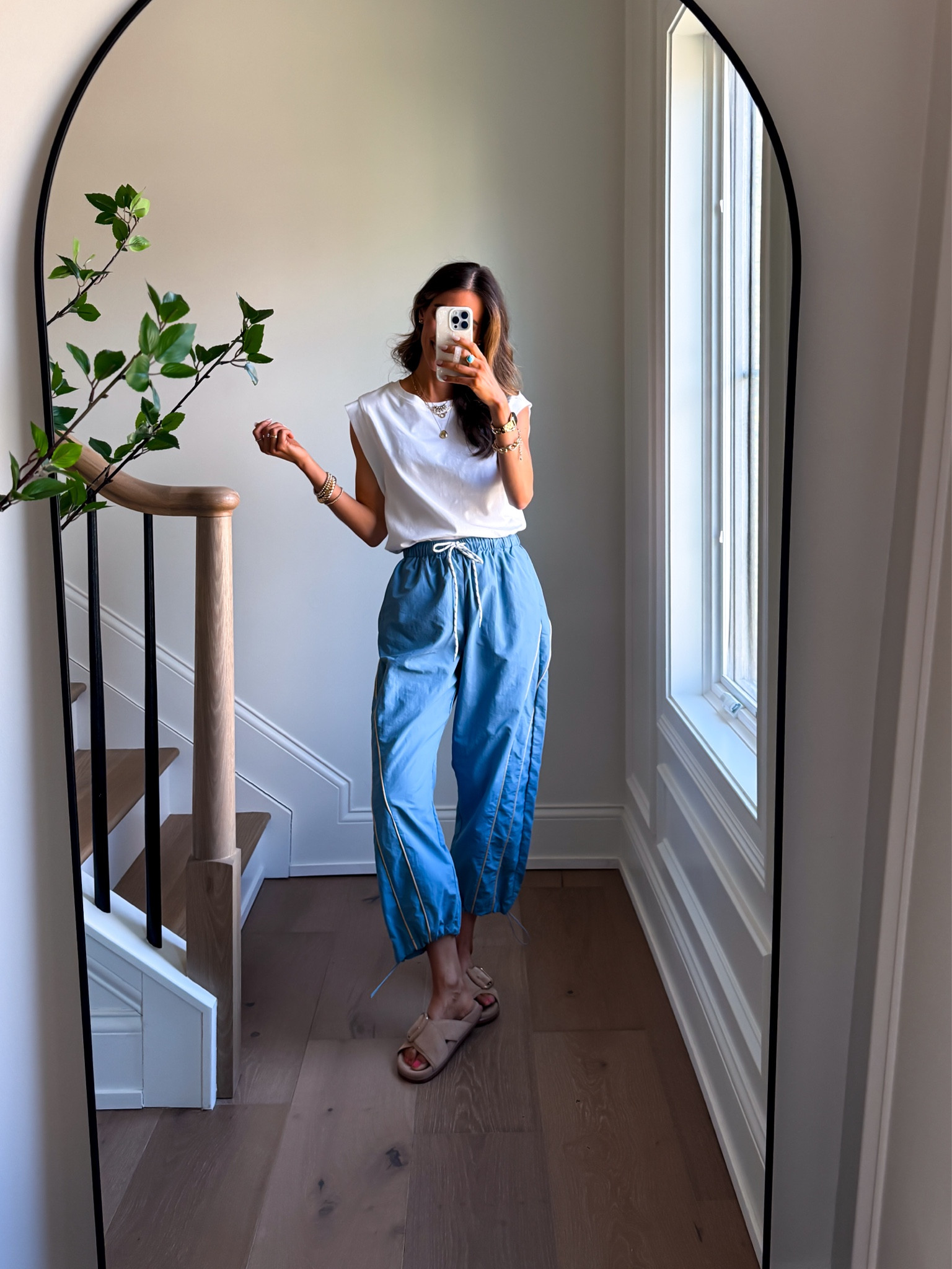 Wearing small track pants and small tshirt 

#LTKselfcare #LTKmomlife #LTKfitnessgoals