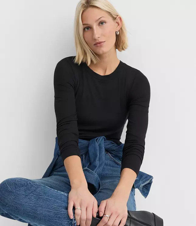 Long Sleeve Scoop Neck Tee | LOFT