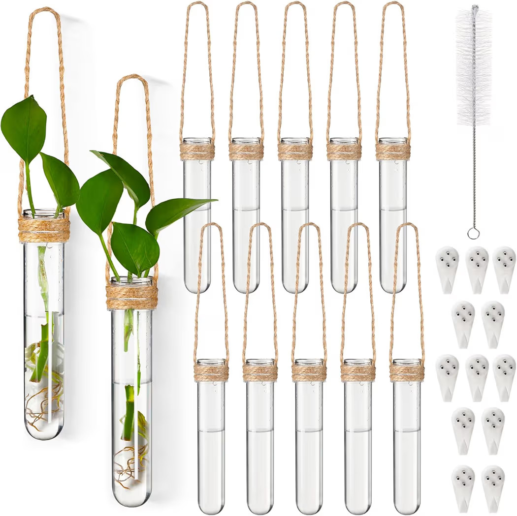 Baderke 12 Pack Plastic Hanging Propagation Tubes Propagation Station Vases Wall Hanging Plant Va... | Amazon (US)