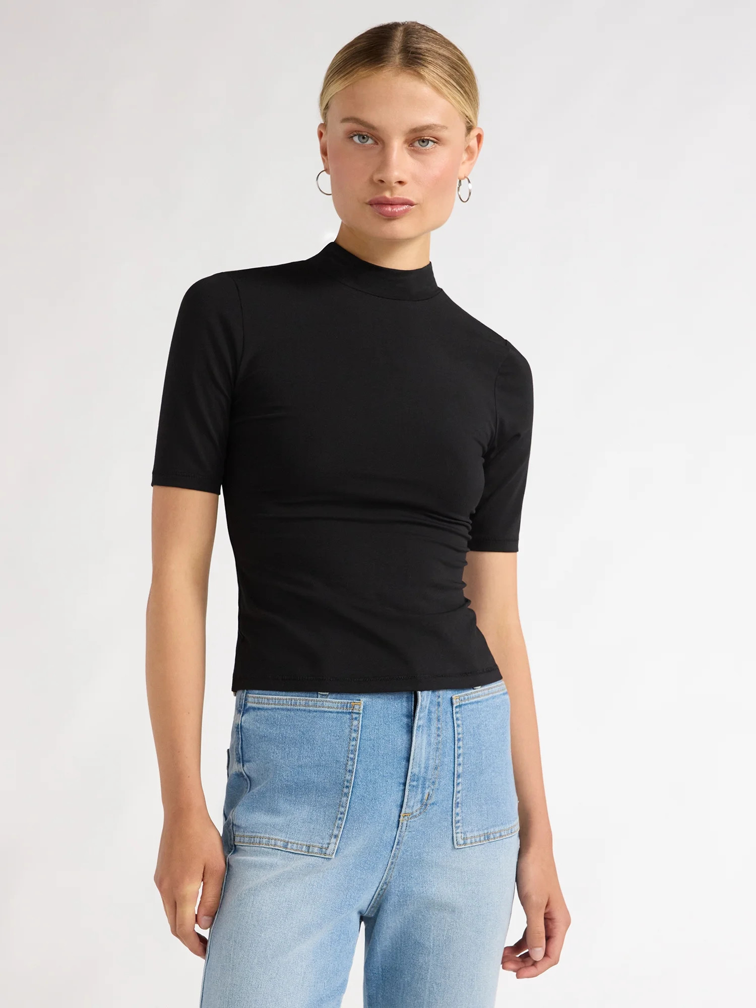 Scoop Women’s Mock Neck Baby Tee, Sizes XS-XXL | Walmart (US)