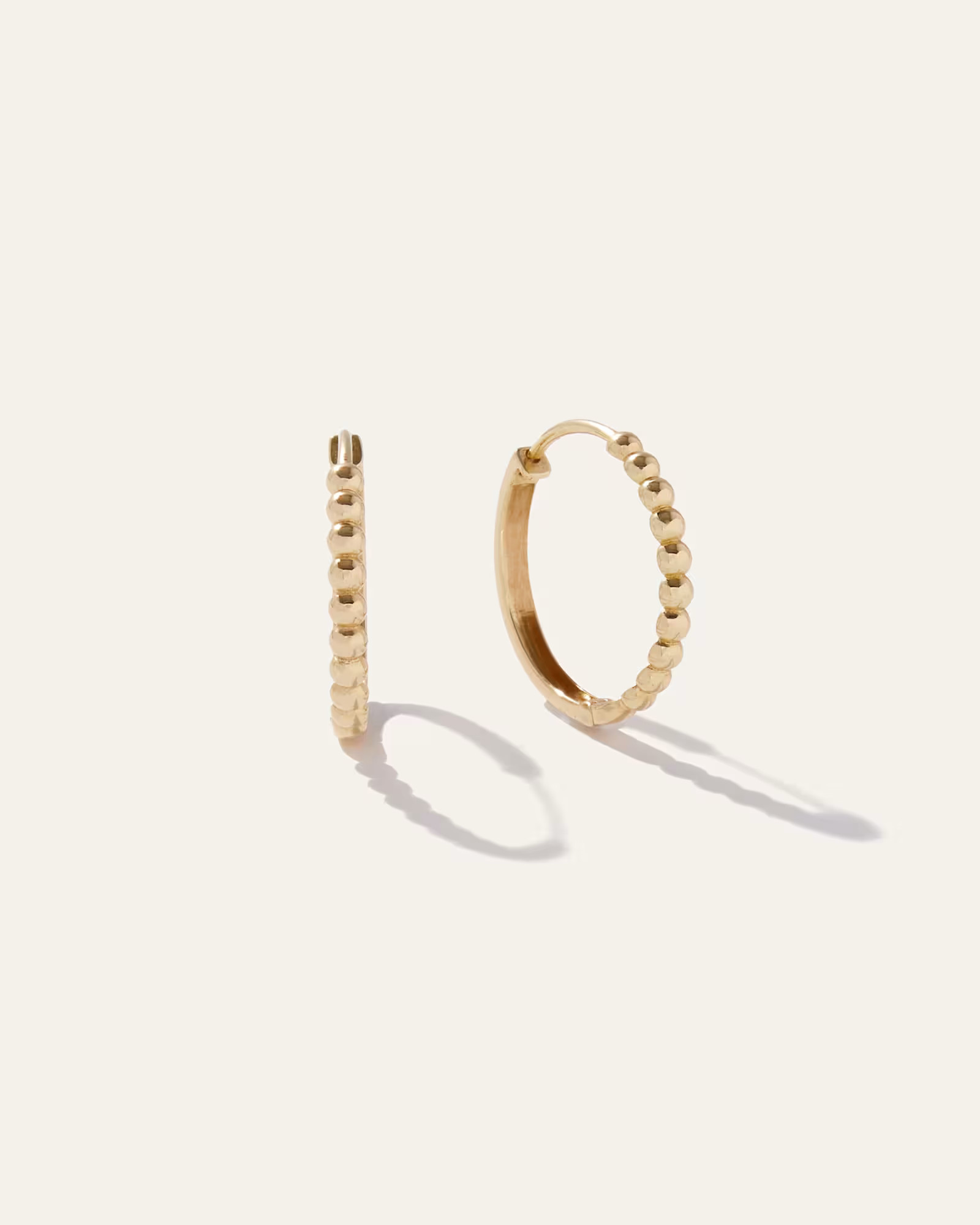 14K Gold Medium Beaded Hoops | Quince