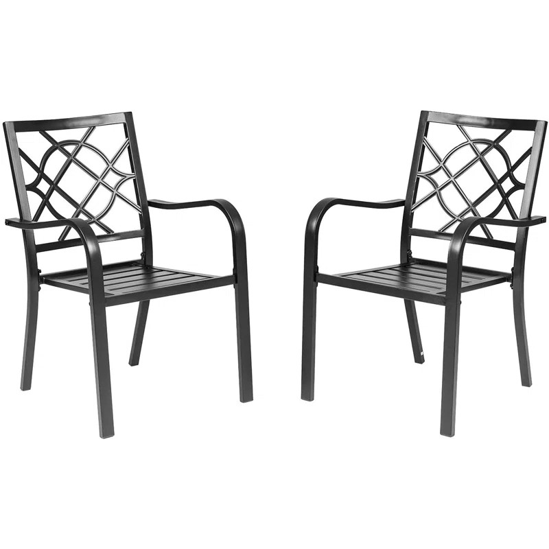Outdoor Wrought Iron Dining Chairs (Set Of 2) | Wayfair North America