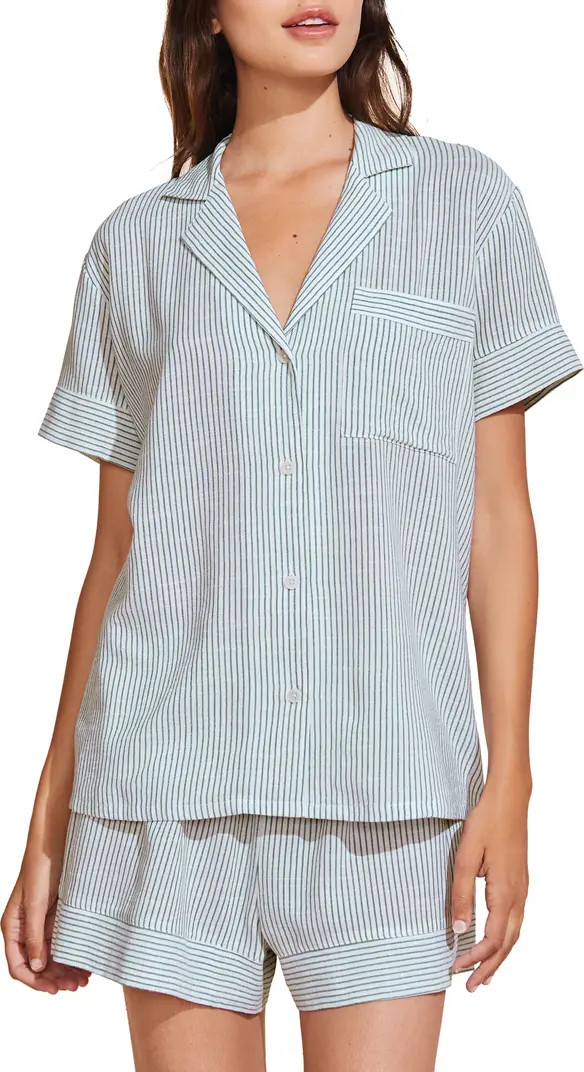Nautico Stripe Short Sleeve Shirt & Shorts Pajamas | Nordstrom