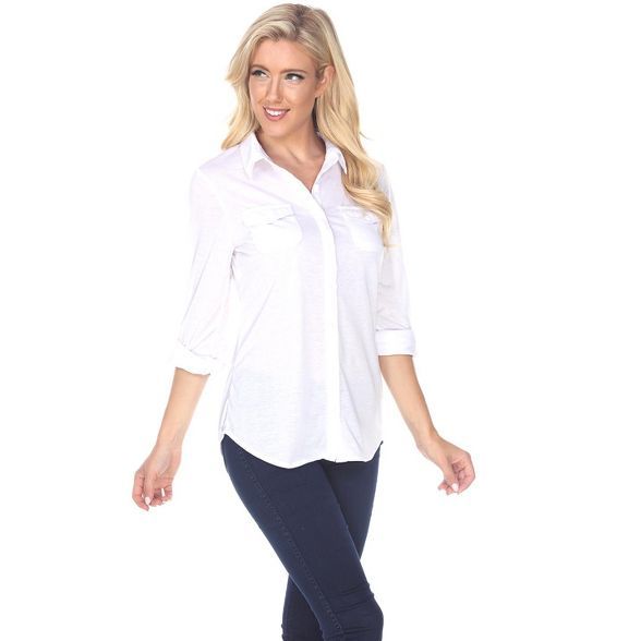 Women's Skylar Stretchy Button-Down Top - White Mark | Target