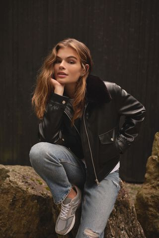 Faux Leather Bomber Jacket | Dynamite Clothing