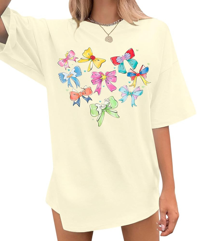 MNLYBABY Magical Princess Bow Shirt Women Oversized Magic Kingdom Princess Shirt Cute Ribbons and... | Amazon (US)