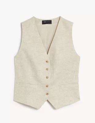 Linen Blend Tailored Waistcoat | Marks & Spencer (UK)