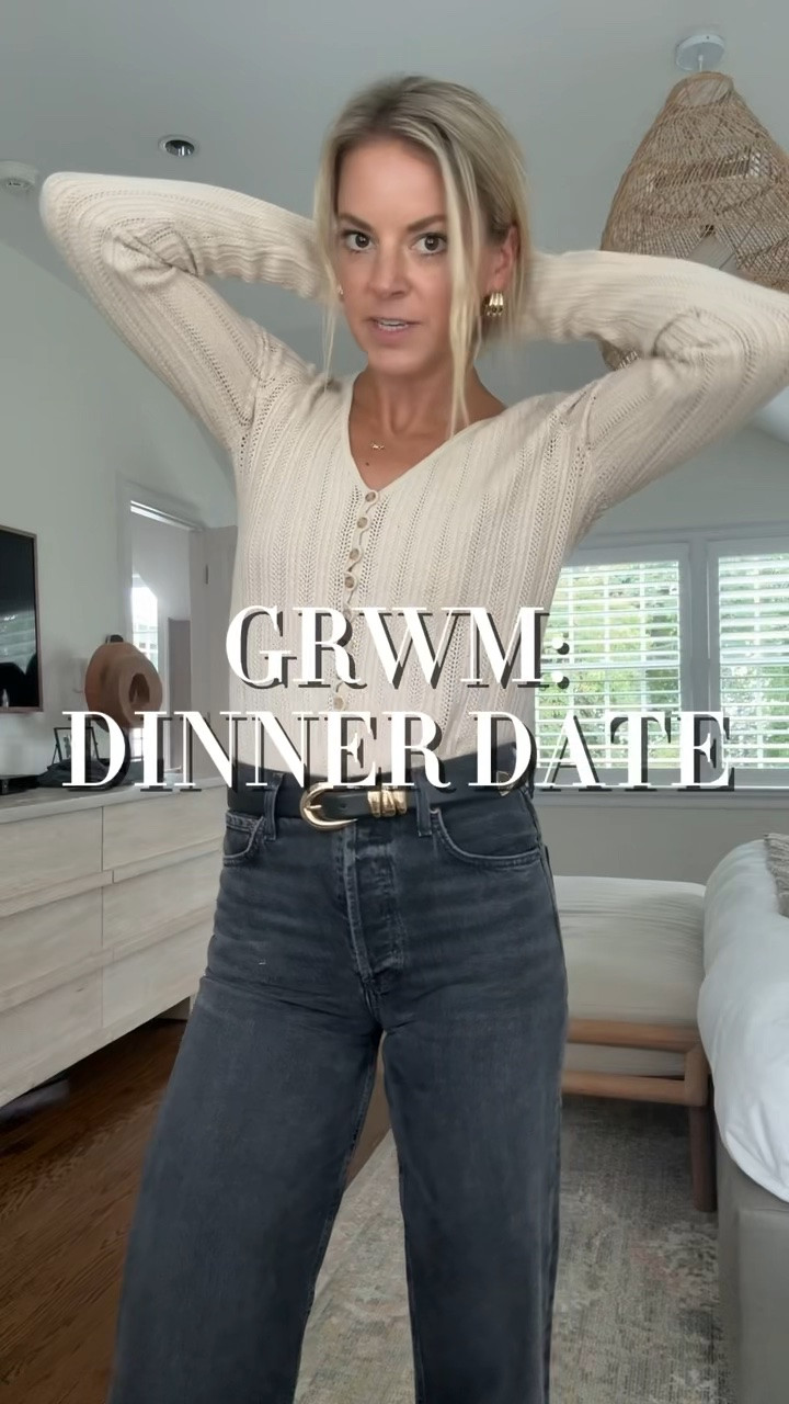 Dinner date outfit! Top is under $100 and the details make it dressier, but also still casual. 
-small top,tts 
-26R jeans, tts, I’m 5’5
-small belt
-kitten heel mules tts

#LTKootd #LTKgrwm #LTKdayinmylife