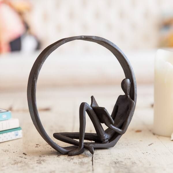 Danya B. Encircled Reader Iron Sculpture - Overstock - 12014180 | Bed Bath & Beyond