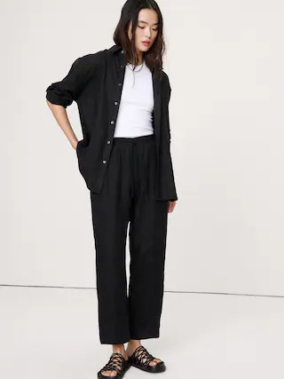 Barrel-Leg Linen Pull-On Pant | Banana Republic (CA)