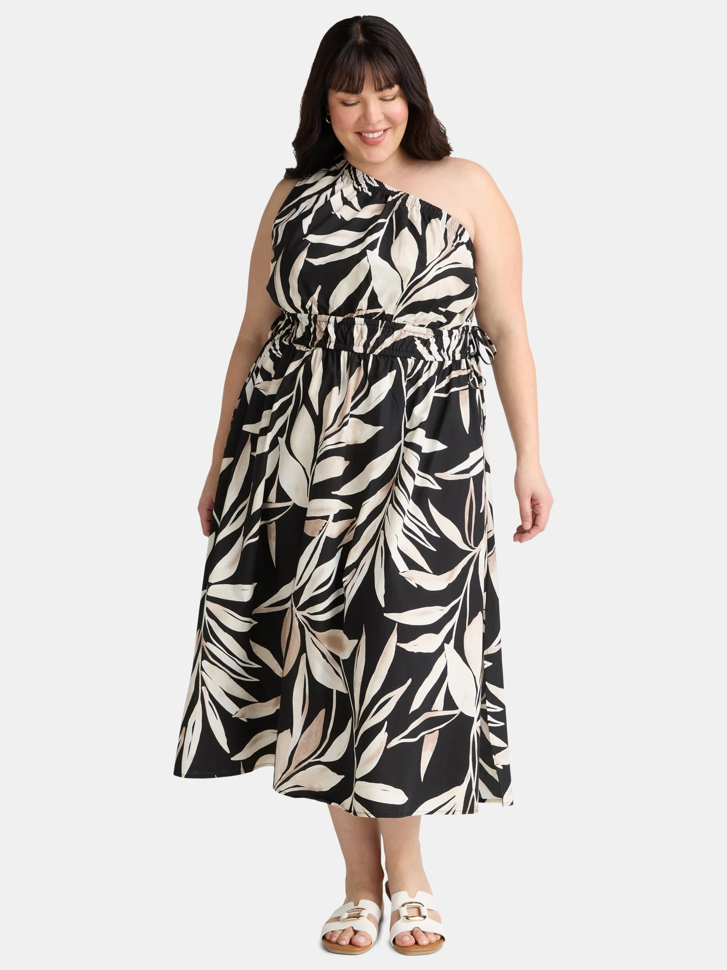 Time and Tru Women's and Women's Plus One Shoulder Dress, Sizes XS-4X | Walmart (US)