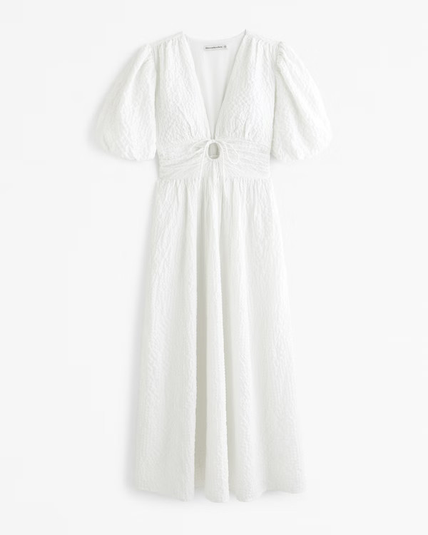 Tie-Front Textured Maxi Dress | Abercrombie & Fitch (US)