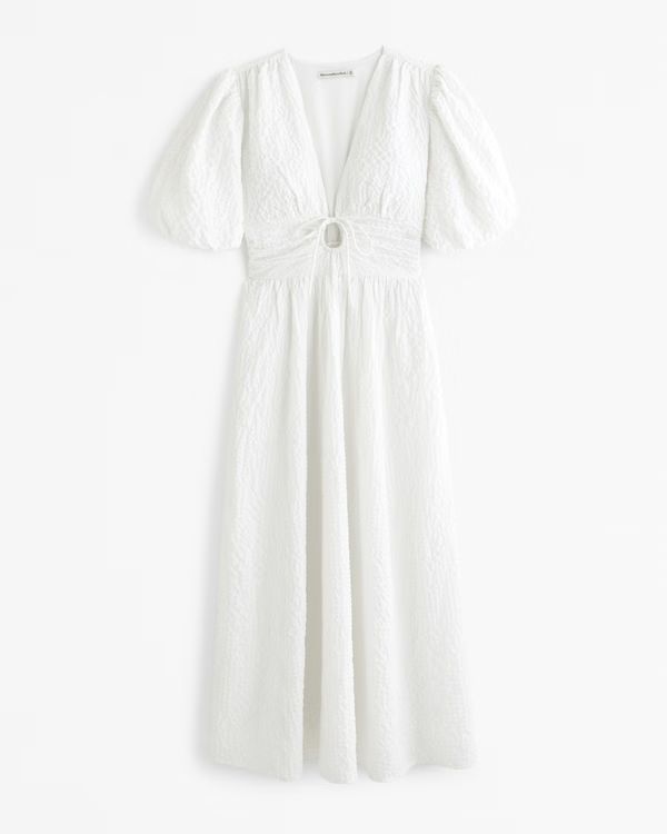 Tie-Front Textured Maxi Dress | Abercrombie & Fitch (US)