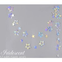 Iridescent Star Garland Silver Sparkling Bunting Party Decoration Christmas New Year Graduation Birthday Bridal Shower Wedding Backdrop | Etsy (US)