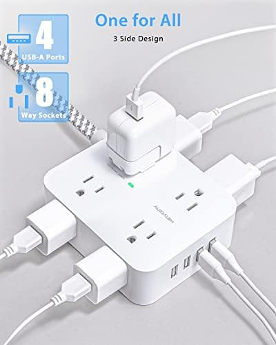 Surge Protector Power Strip, HANYCONY 8 Wide Outlets with 4 USB Charging Ports, 3 Side Outlet Ext... | Amazon (US)
