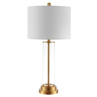 Safavieh Cassian 26 in. Clear Table Lamp with White Shade | The Home Depot