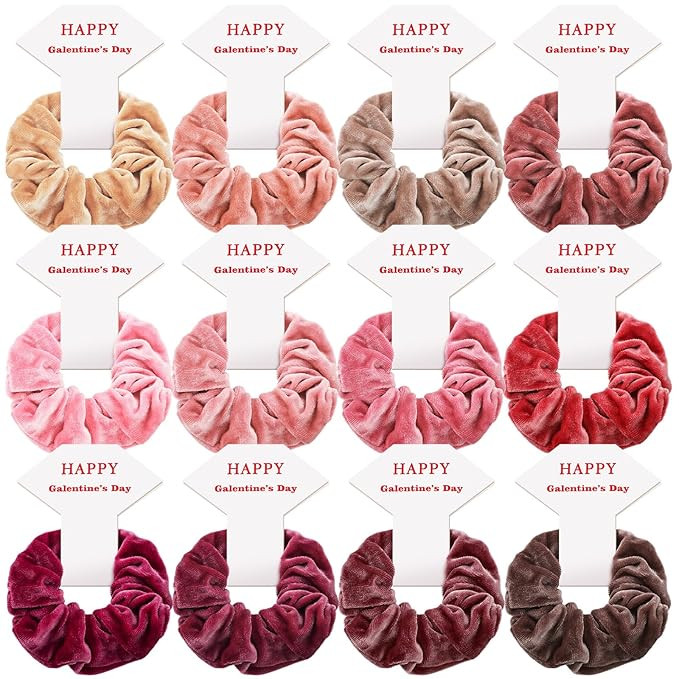 12 Pcs Galentine's Day Hair Scrunchies Gift Cards Happy Galentine's Day Party Favors Blush Ponyta... | Amazon (US)