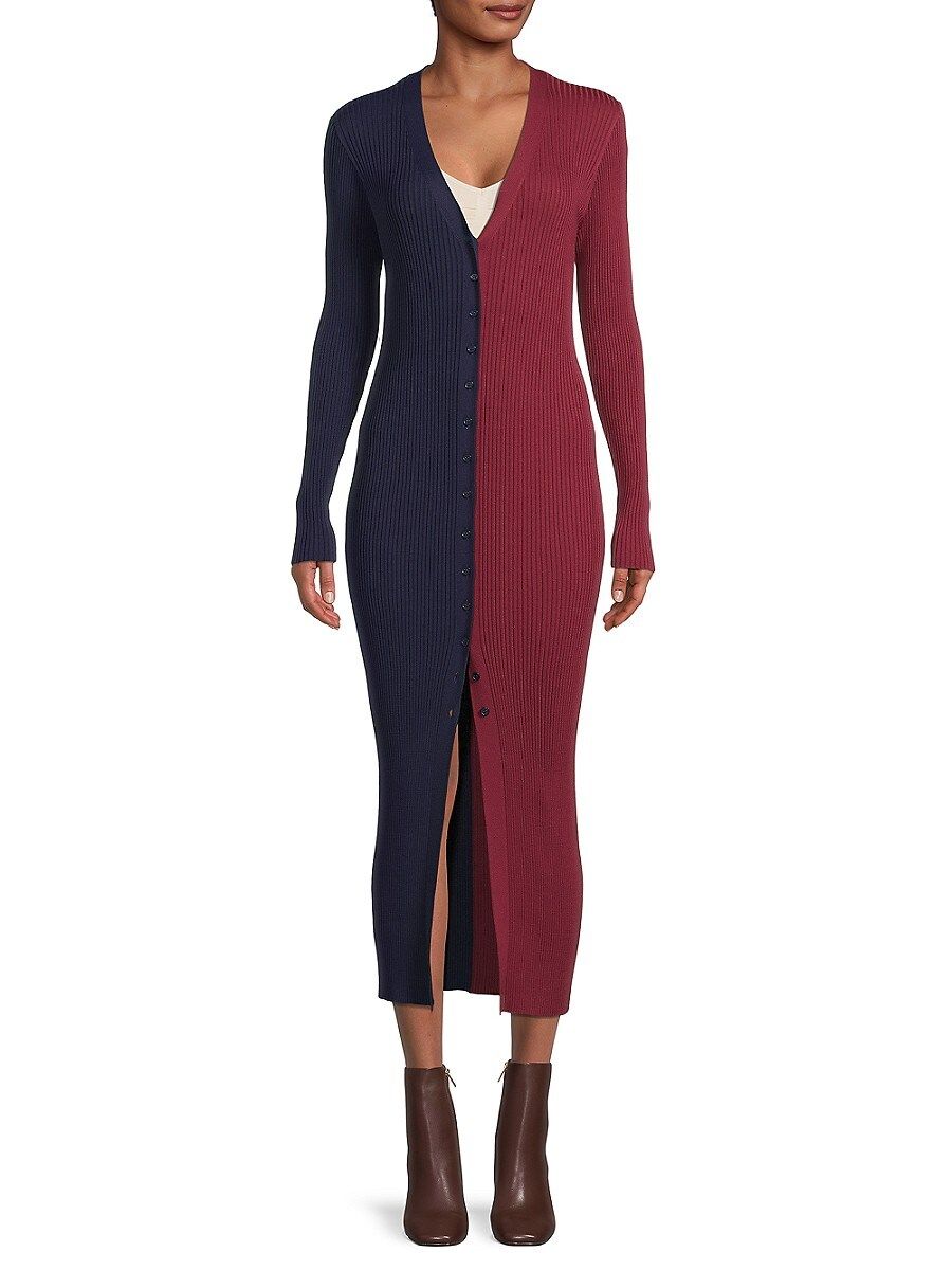 STAUD Shoko Colorblock Sweater Dress - Navy Red - Size S | Saks Fifth Avenue OFF 5TH