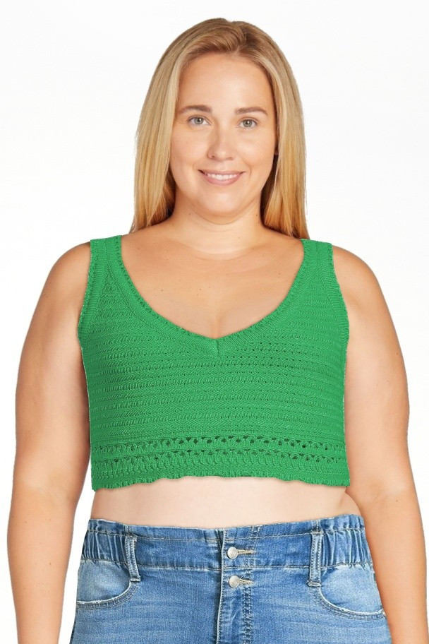 Scoop Women's Crochet Sleeveless Crop Top | Walmart (US)