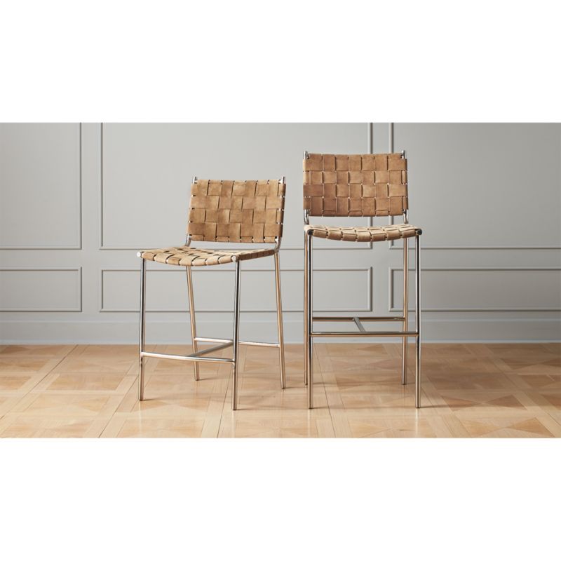 Woven Brown Suede Bar Stools | CB2 | CB2