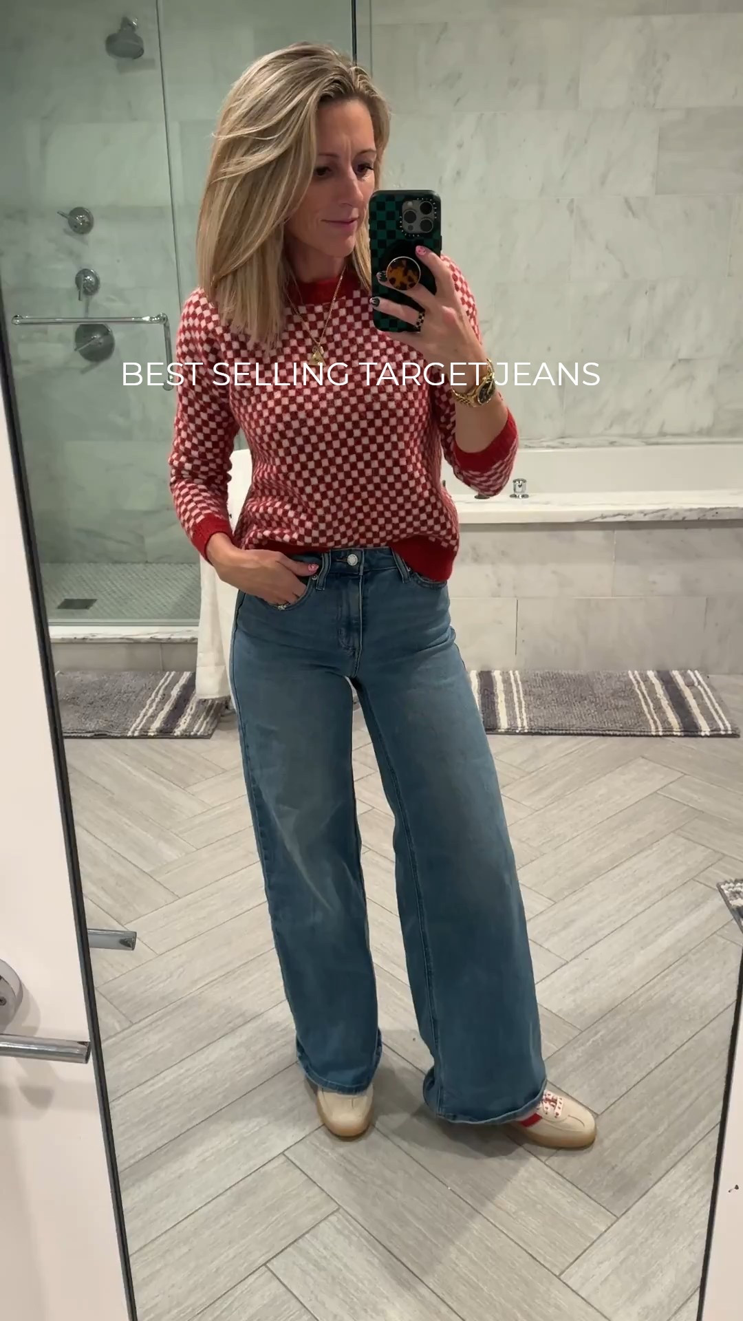 Seriously the best denim I’ve ever bought at target!  The perfect amount of stretch these fitted up top with a wide lower leg jeans are a must have and under $40.

#AffordableStyle #MomOutfits #targetstyle #targetfinds￼￼

#LTKmomlife #LTKOver40