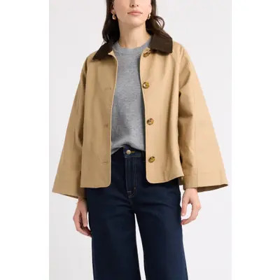 caslon(r) Swing Cropped Trench Jacket in Tan Tannin at Nordstrom, Size Medium | Nordstrom