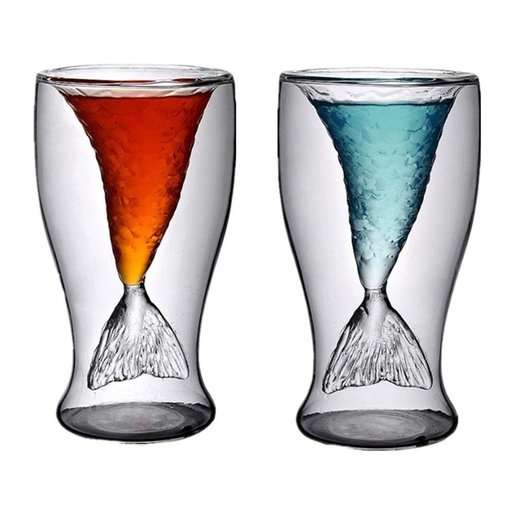Mermaid Gifts Cup, 2 Pack Unique 3.4oz Mermaid Shot Glasses, Creative Mermaid Tail Glass Cup,Funny D | Amazon (US)