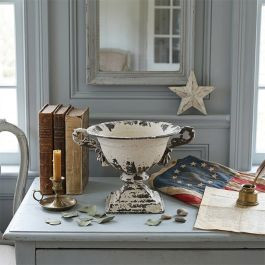 Aged White Metal Urn Planter | Antique Farm House