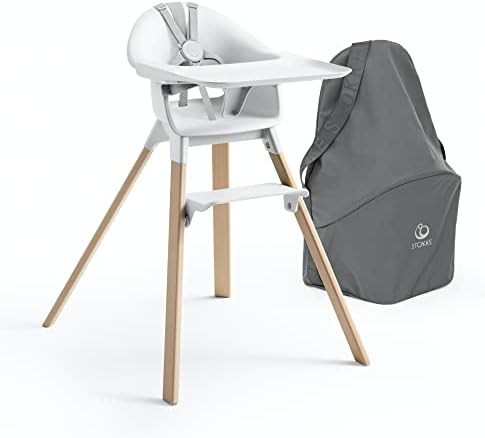 Stokke Clikk High Chair (White) + Travel Bag (Grey) - All-in-One High Chair with Tray + Harness - Li | Amazon (US)