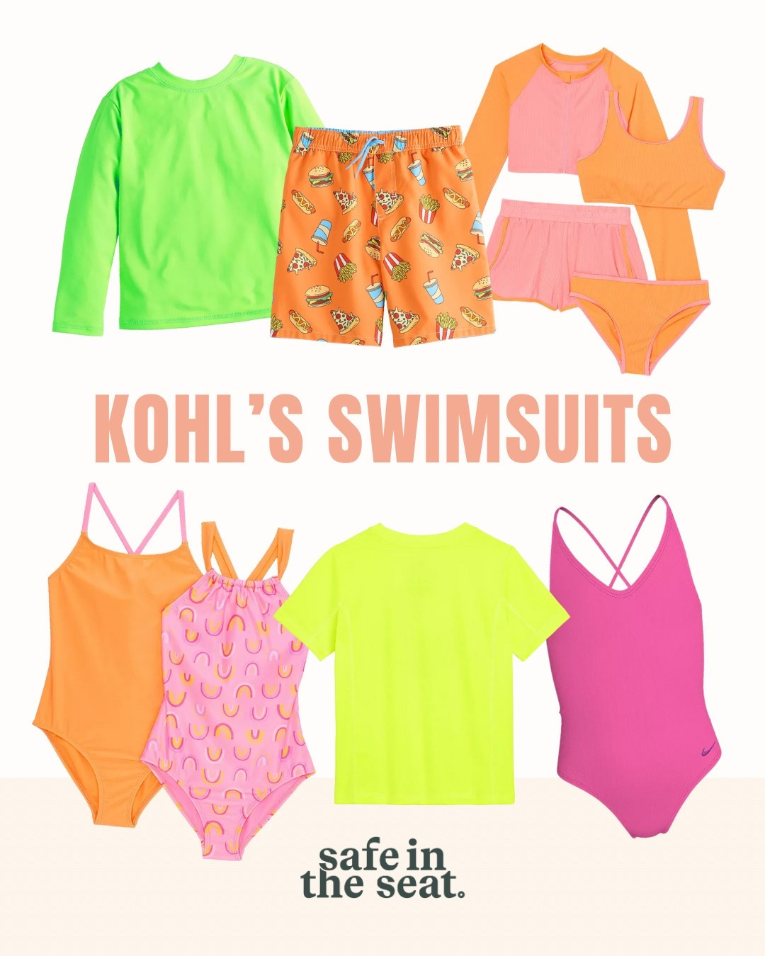Here’s our top Kohl’s swimsuit picks for this Summer! ☀️

Remember that brightest is best when it comes to visibility!

🩱 In the pool, bright/neon pink, orange, yellow and green is best. 
🌊 In the lake or open water, bright orange, yellow, and green is best!

Avoid blue and white swimsuits for the best visibility! 

#LTKSeasonal #LTKKids #LTKSwim