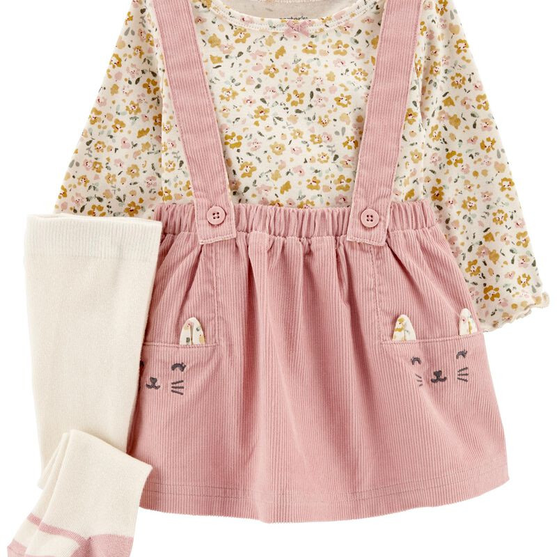 Baby 3-Piece Floral Tee & Jumper Set | Carter's