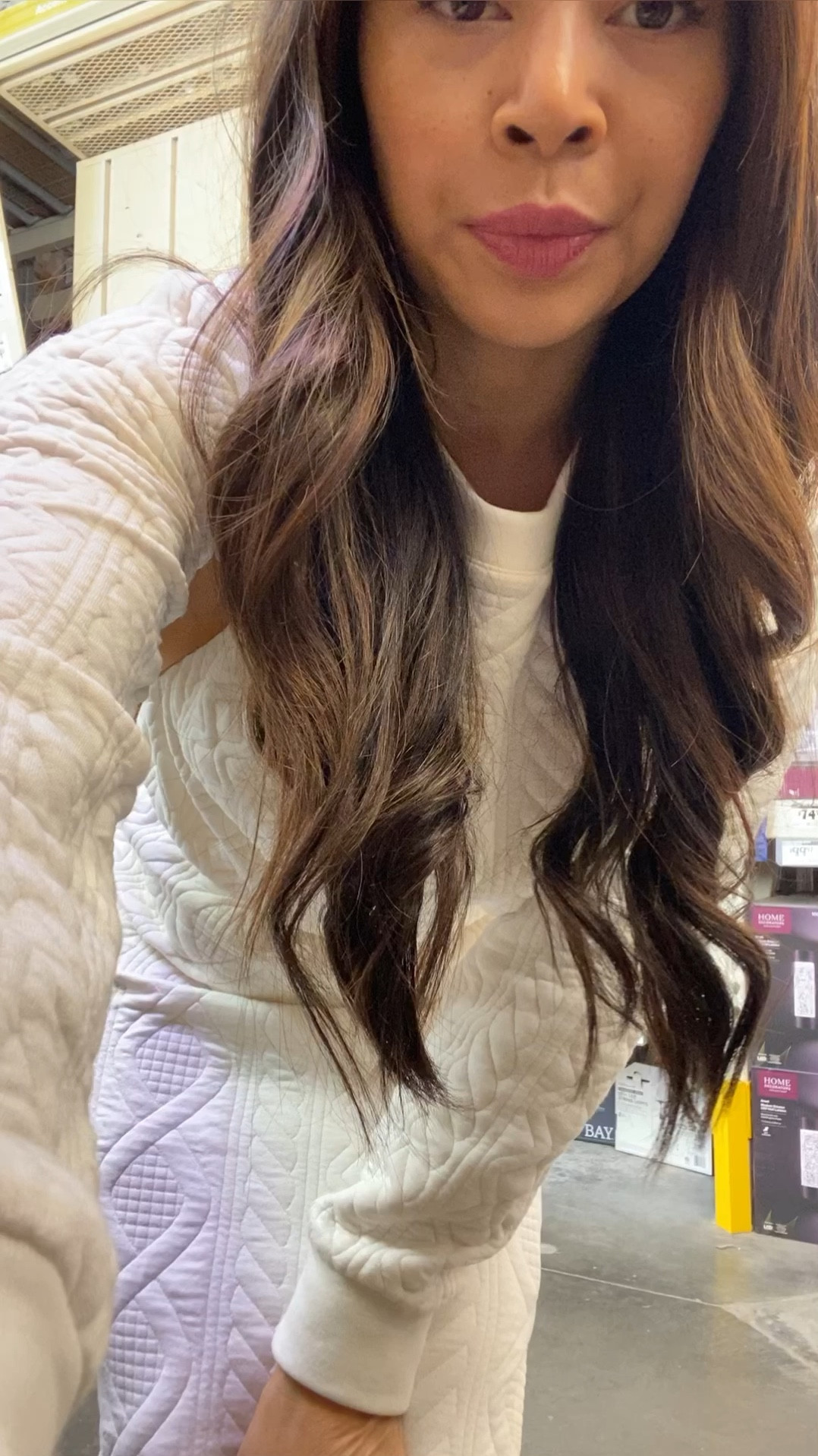 Textured sweater set is from Loft