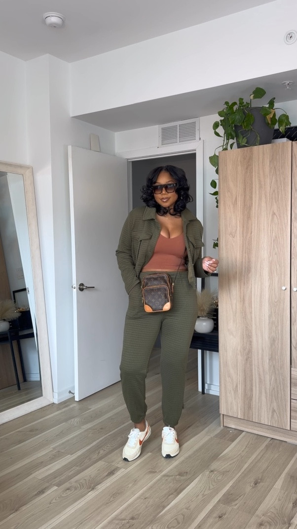 Perfect elevated casual matching set!! This set is sooo comparable and the pattern and texture makes it look more expensive. Definitely a perfect travel outfit, brunch, with friends, shopping trip, running errands, every day outfits I am 5’9 | 200 lbs | wearing a large and it’s ALITTLE large on my waist but very comfy! 

#LTKFindsUnder50 #LTKStyleTip #LTKTravel