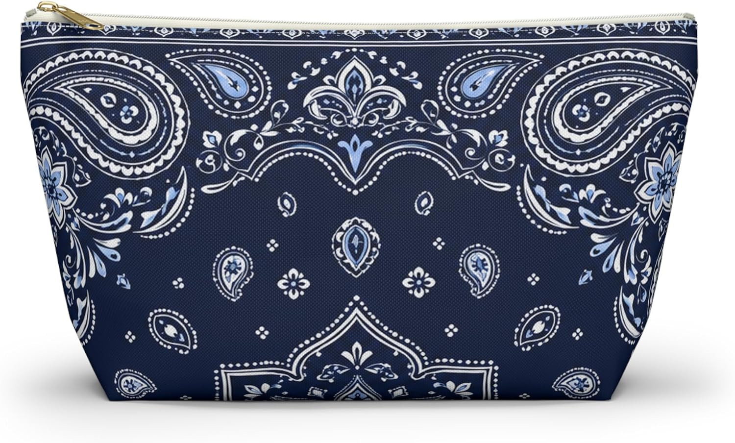 Navy Blue Bandana Paisley T-Bottom Accessory Pouch, Makeup and Travel Organizer | Amazon (US)